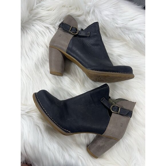 El Naturalista Colibri N472 Boot Black Taupe Brown Leather Ankle Heel 41 10.5 11 - Picture 1 of 8